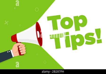 Megaphone with Top Tips. Vector illustration Stock Vector