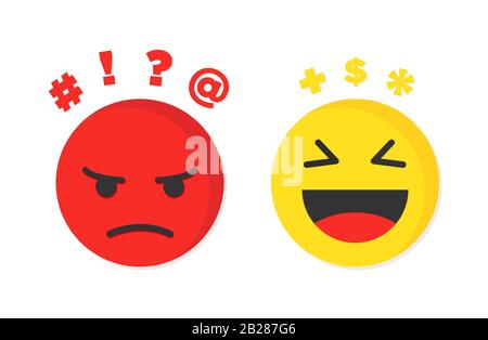 Negative and joyful thoughts or optimist and pessimist. Vector illustration Stock Vector