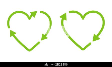 Recycle love icon. Heart earth enviromental concept. Stock Vector