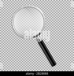 Realistic Magnifying glass vector isolated vector illustration on transparent background Stock Vector