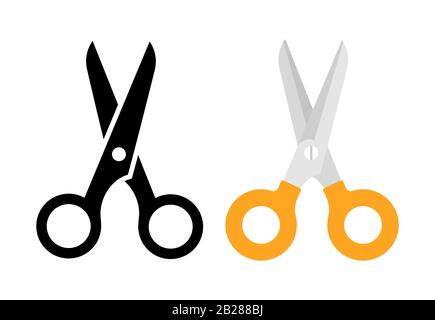 Scissors black and flat icon on white background Stock Vector