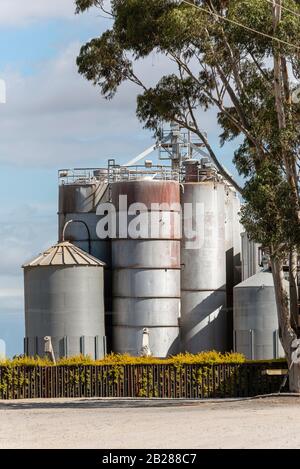 Riebeek West, South Africa. Dec2019.  Grain silos used for storing wheat in the Swartland region of South Africa Stock Photo