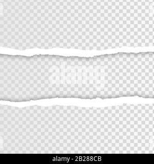 Ripped squared paper strips for text or message. Torn note paper Stock Vector