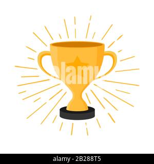 Trophy cup flat vector icon Stock Vector