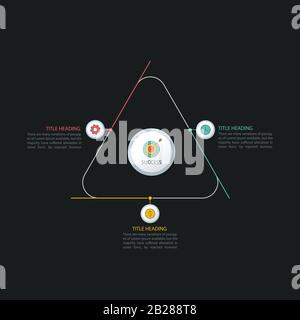 Triangular three step process, multicolor infographics template for corporate business presentations Stock Vector