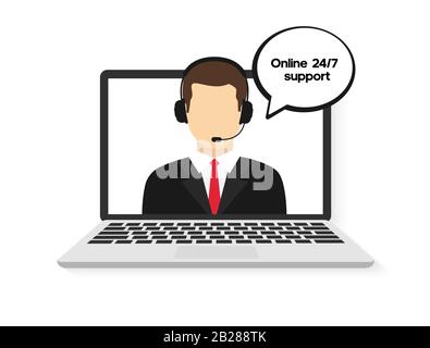 Call center operator male icon. Vector illustration Stock Vector