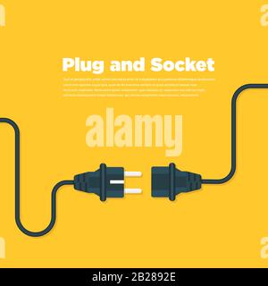 Get connected plug and socket flat icon Stock Vector