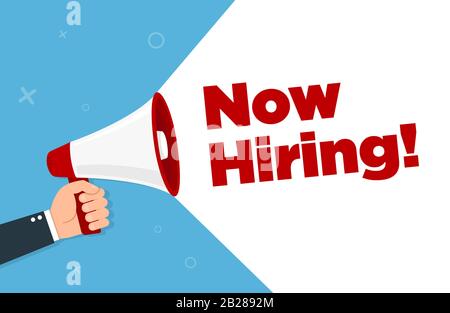 Hand holding megaphone - We Are Hiring Stock Vector