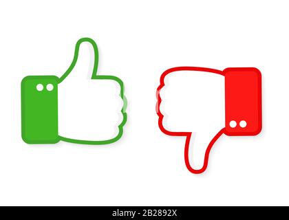 Thumb up and thumb down flat icon. Vector illustration Stock Vector