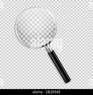 Realistic Magnifying glass vector isolated vector illustration on transparent background Stock Vector