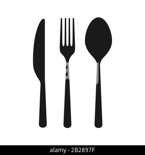 Vector cutlery set. Fork, knife. Flat style. Stock Vector