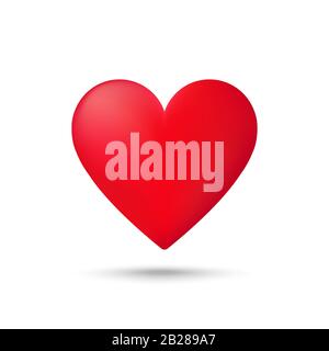 Red heart icon on white background. Love logo heart illustration. Stock Vector