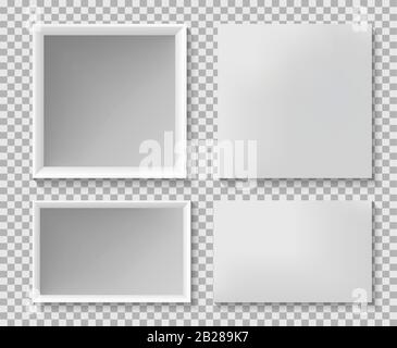 White open empty box isolated on transparent background. Mockup template. Vector illustration. Stock Vector