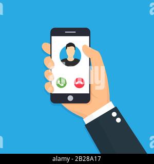 Incoming call on smartphone screen flat icon. Vector illustration Stock Vector
