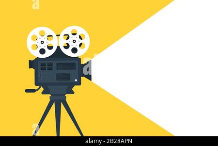 Movie time flat concept background. Cinema banner design Stock Vector