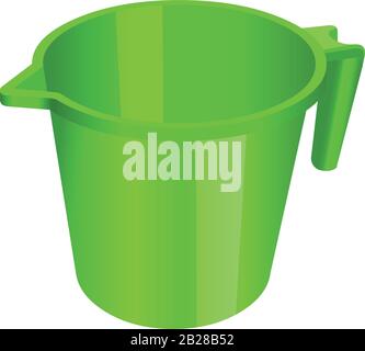 plastic mug, jug, container, red, yellow, blue, green, utensil tumbler volume liter Stock Vector