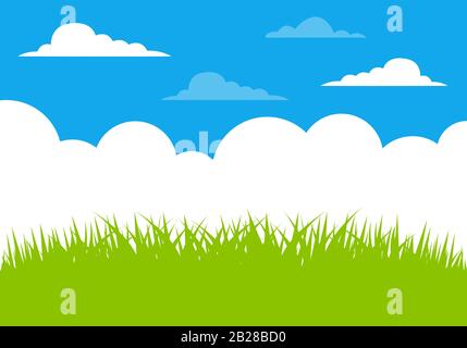 Summer landscape, blue sky and green grass Stock Vector