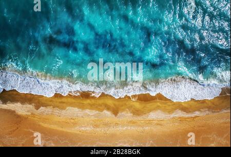 Top view aerial photo from flying drone. Beautiful beach! Stock Photo