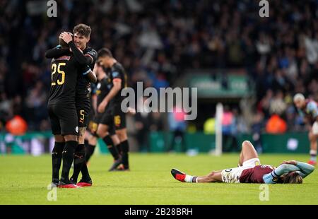 Manchester City's Jack Grealish celebrate at the end of the English Premier League soccer match