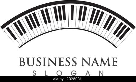 Piano logo icon vector ilustration template Stock Vector