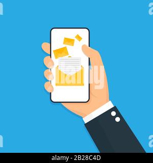 New message on the smartphone screen. Vector illustration. Stock Vector