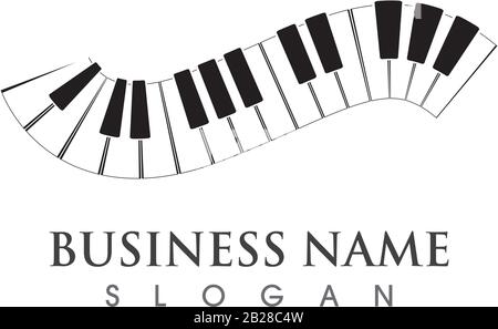 Piano logo icon vector ilustration template Stock Vector