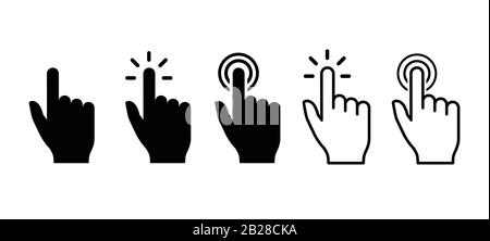 Vector hand cursors icons click set Stock Vector