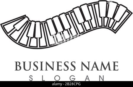 Piano logo icon vector ilustration template Stock Vector