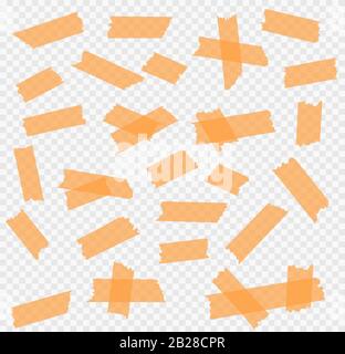 Set of adhesive tape pieces on background. Vector illustration Stock Vector