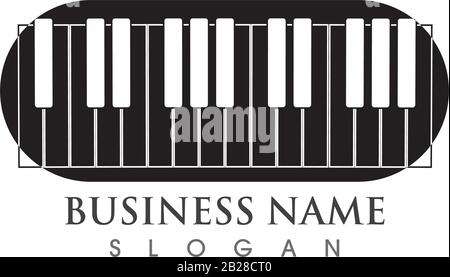 Piano logo icon vector ilustration template Stock Vector