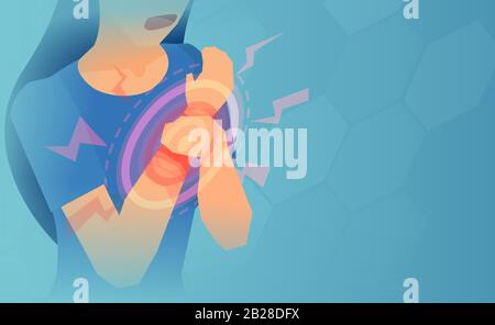 Vector of a young woman with a wrist pain inflammation Stock Vector