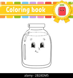 Coloring book for kids. Cheerful character. Vector illustration. Cute cartoon style. Fantasy page for children. Black contour silhouette. Isolated on Stock Vector