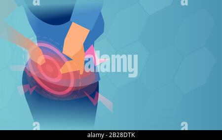 Vector of a young woman with a lower back pain Stock Vector