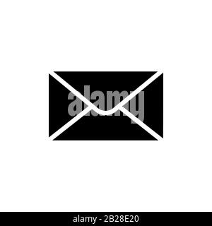 Black envelope icon in flat style. Mail symbol Stock Vector