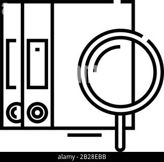 Searching files line icon, concept sign, outline vector illustration, linear symbol. Stock Vector