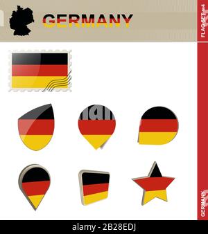 Germany Flag Set, Flag Set #4. Vector. Stock Vector