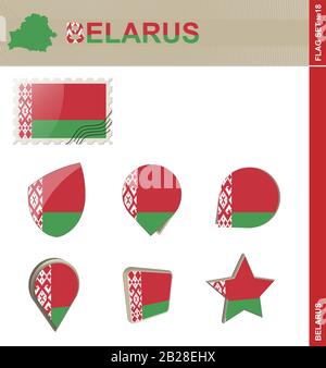 Belarus Flag Set, Flag Set #18. Vector. Stock Vector