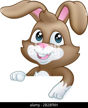 Easter Bunny Rabbit Cartoon Sign Stock Vector