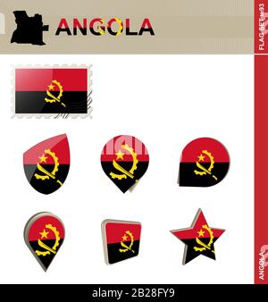 Angola Flag Set, Flag Set #93. Vector. Stock Vector
