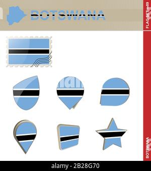 Botswana Flag Set, Flag Set #89. Vector. Stock Vector