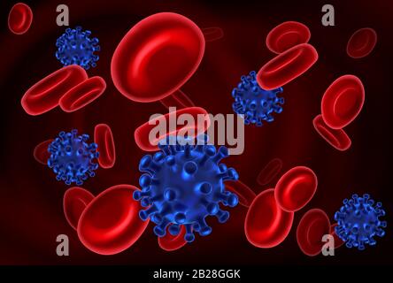 Virus Blood Cells Molecules Illustration Stock Vector