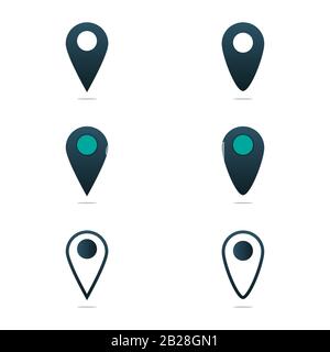 pointer gps map and navigation with gradient color icon set. positioning on the map. Mark GPS icon. icon location mark on the map Stock Vector