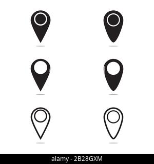 pointer gps map and navigation with black color icon set. positioning on the map. Mark GPS icon. icon location mark on the map Stock Vector
