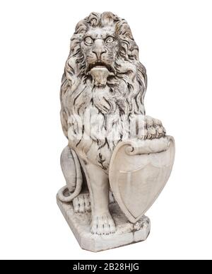 statue of lion animal isolated on white background Stock Photo