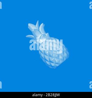 Blue pineapple on a pink background. Stock Photo