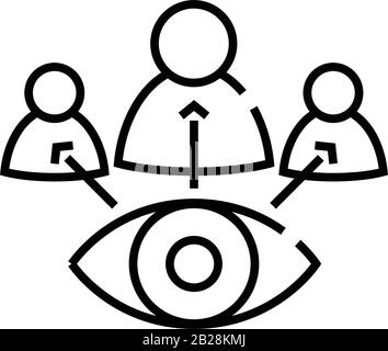 Ruling eye line icon, concept sign, outline vector illustration, linear symbol. Stock Vector
