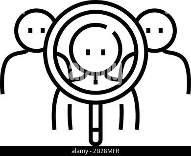 Searching clients line icon, concept sign, outline vector illustration, linear symbol. Stock Vector