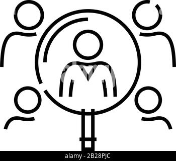 Searching staff line icon, concept sign, outline vector illustration, linear symbol. Stock Vector