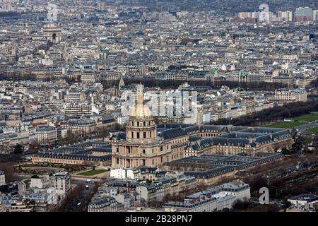 Invalidendom, view from the Montparnasse tower, Paris, France Stock Photo