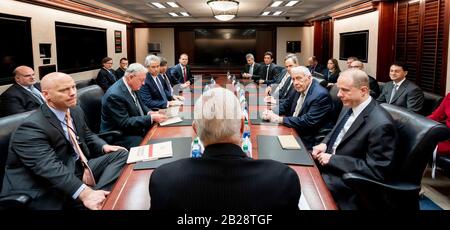Washington, United States Of America. 26th Feb, 2020. Vice President Mike Pence meets with the PresidentÕs Intelligence Advisory Board Wednesday, Feb. 26, 2020, in the White House Situation Room People: Vice President Mike Pence Credit: Storms Media Group/Alamy Live News Stock Photo